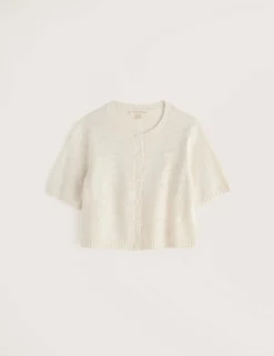 Cotton Rich Relaxed Cardigan with Linen