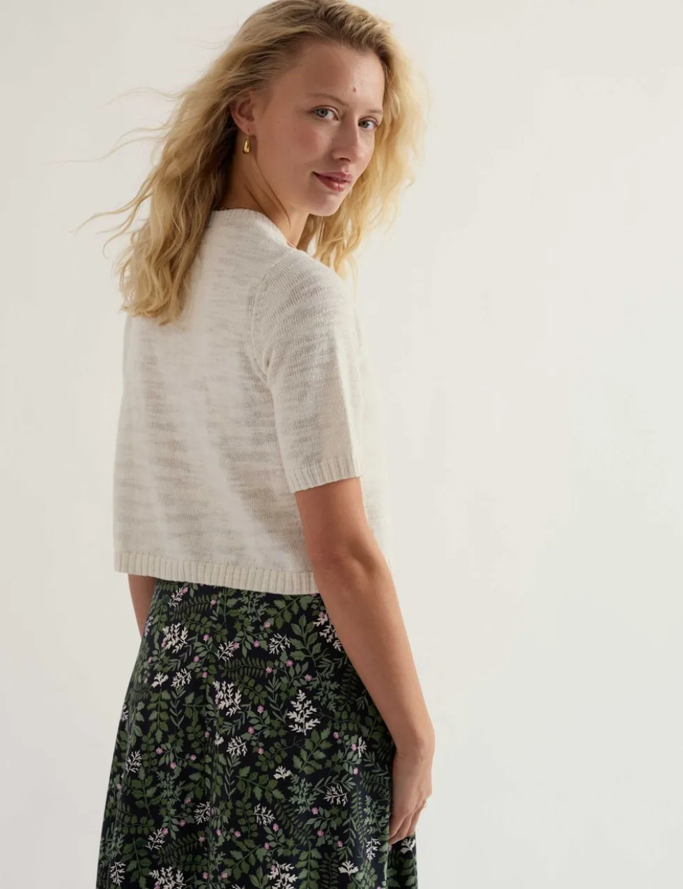 Cotton Rich Relaxed Cardigan with Linen