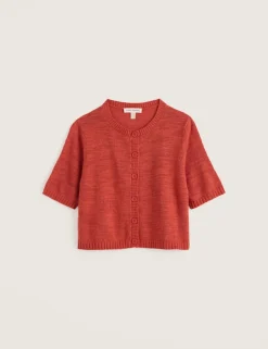Cotton Rich Relaxed Cardigan with Linen