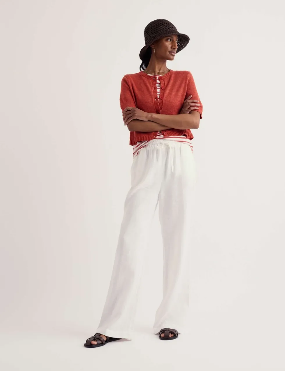 Cotton Rich Relaxed Cardigan with Linen