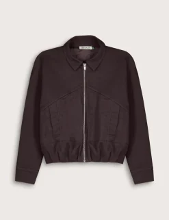 Cotton Rich Relaxed Cropped Bomber Jacket