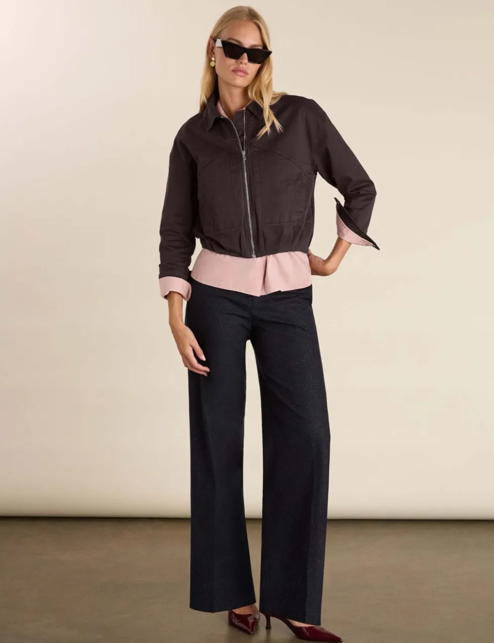 Cotton Rich Relaxed Cropped Bomber Jacket