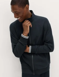 Cotton Rich Rib Zip Up Loungewear Top