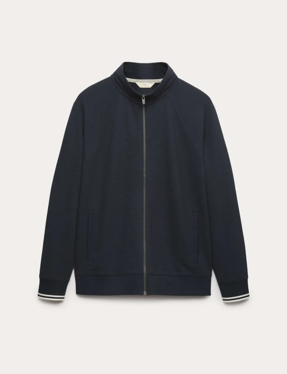 Cotton Rich Rib Zip Up Loungewear Top