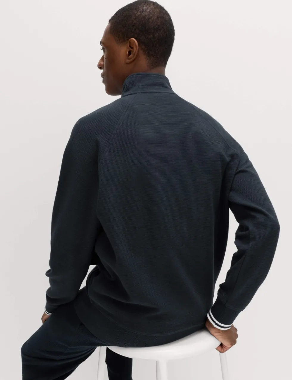 Cotton Rich Rib Zip Up Loungewear Top