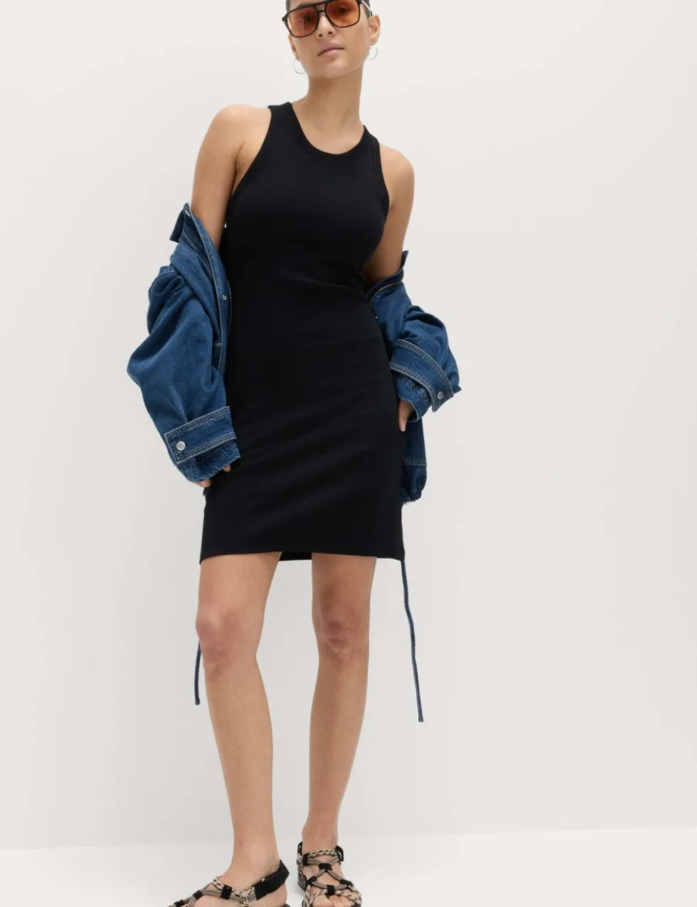 Cotton Rich Ribbed Bra Insert Mini Bodycon Dress