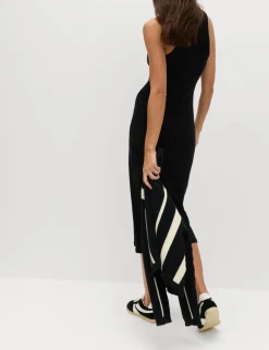 Cotton Rich Ribbed Bra Insert Midi Bodycon Dress