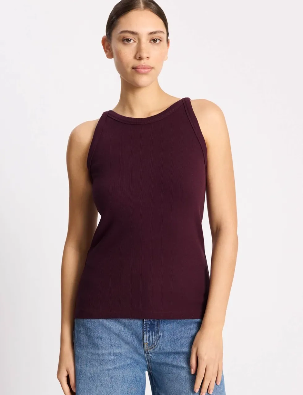Cotton Rich Ribbed High Neck Vest