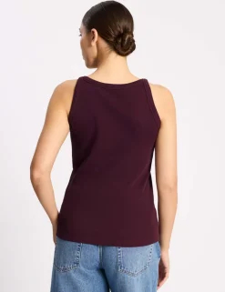 Cotton Rich Ribbed High Neck Vest