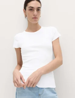 Cotton Rich Ribbed Lettuce Edge T-Shirt