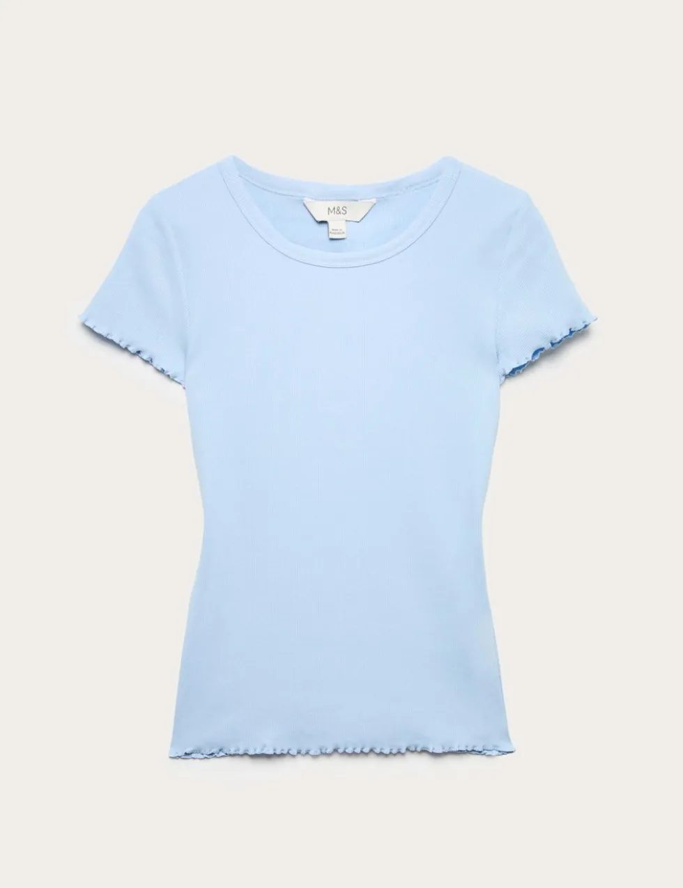 Cotton Rich Ribbed Lettuce Edge T-Shirt