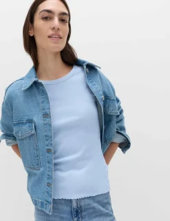 Cotton Rich Ribbed Lettuce Edge T-Shirt