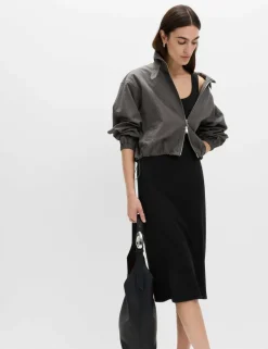 Cotton Rich Ribbed Midi Column Dress