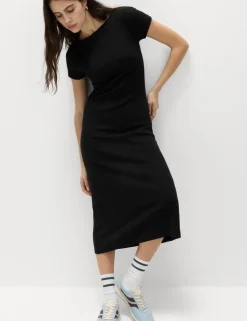 Cotton Rich Ribbed Midi Column Dress