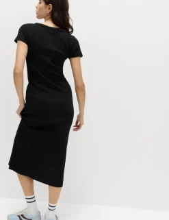 Cotton Rich Ribbed Midi Column Dress