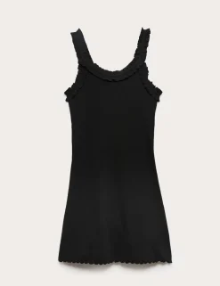 Cotton Rich Ribbed Ruffle Mini Slip Dress