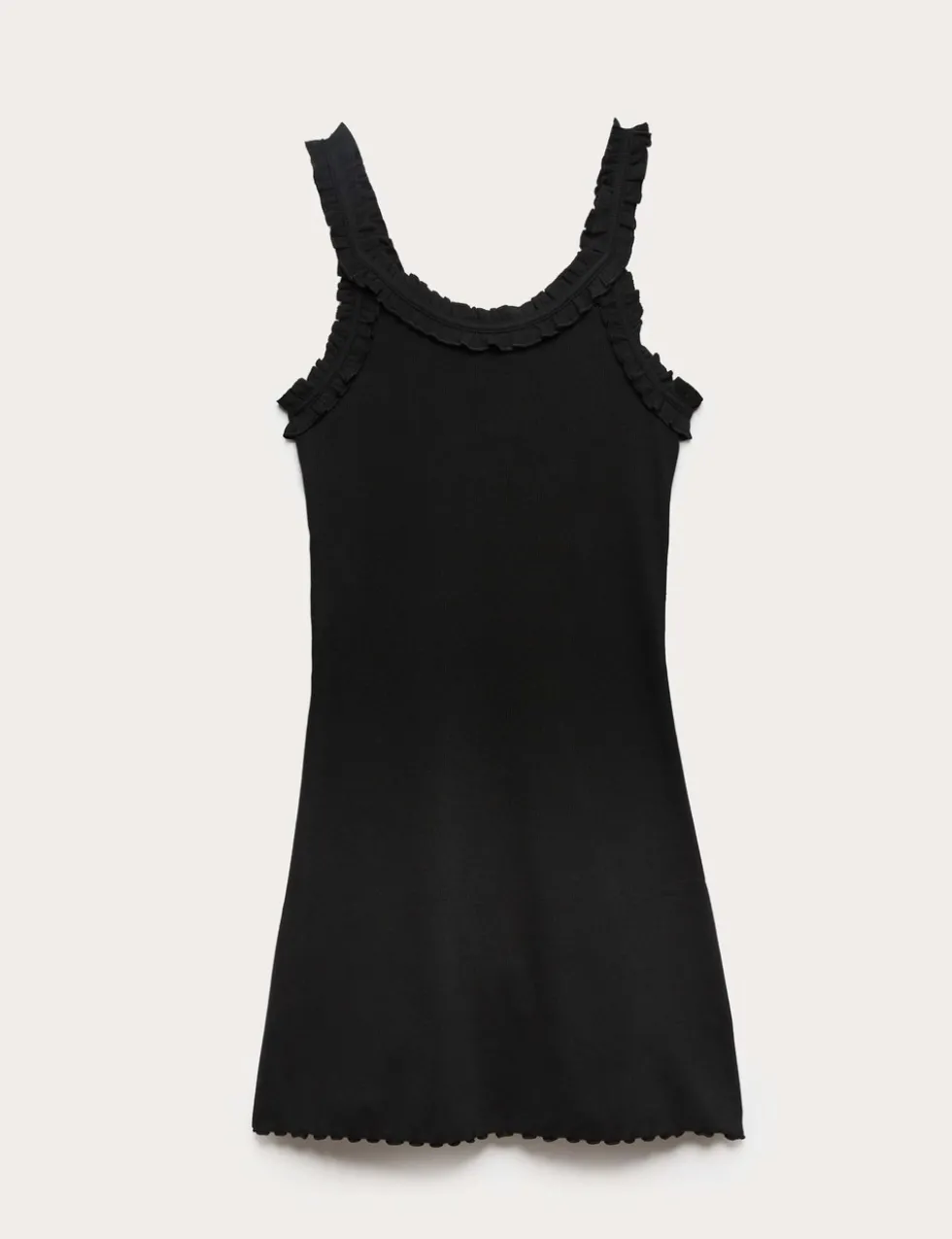 Cotton Rich Ribbed Ruffle Mini Slip Dress