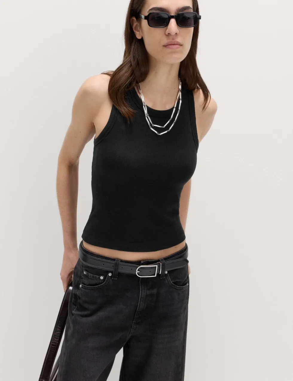 Cotton Rich Ribbed Scoop Neck Bra Vest Top