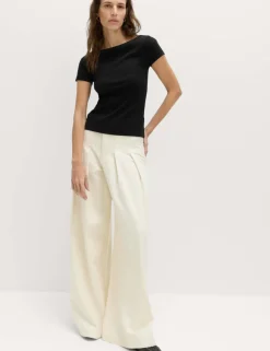 Cotton Rich Ribbed Slash Neck T-Shirt