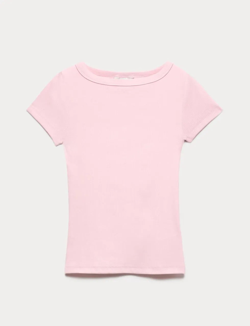 Cotton Rich Ribbed Slash Neck T-Shirt