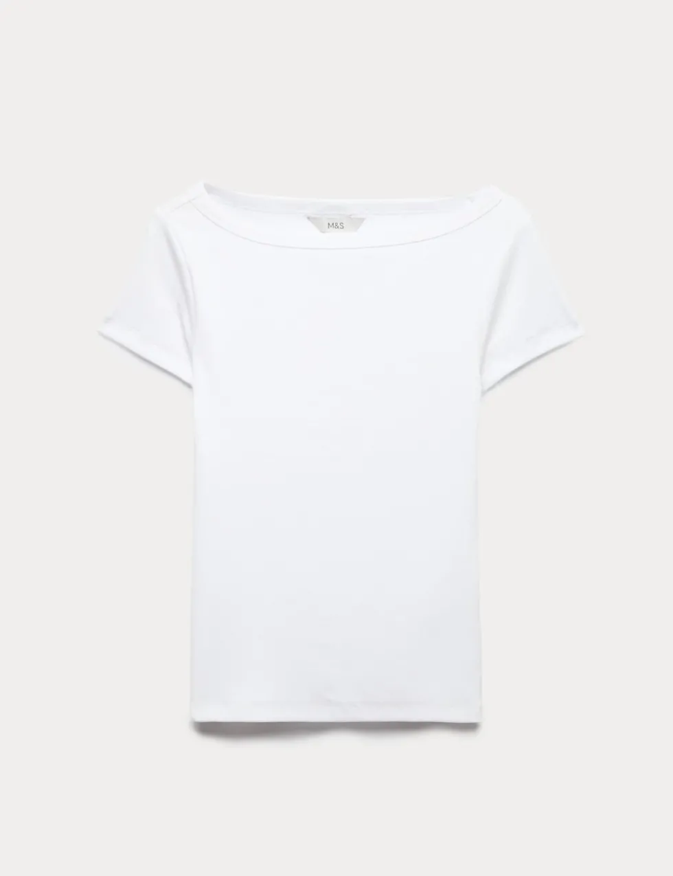 Cotton Rich Ribbed Slash Neck T-Shirt