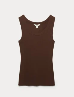 Cotton Rich Ribbed Slim Fit Vest Top