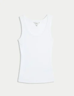 Cotton Rich Ribbed Slim Fit Vest Top