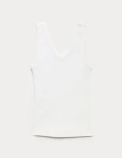 Cotton Rich Ribbed V-Neck Vest