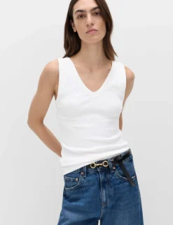 Cotton Rich Ribbed V-Neck Vest