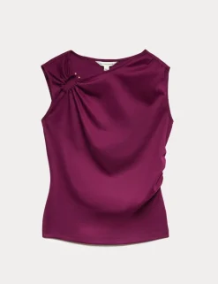 Cotton Rich Ruched Hardware Detail Top