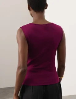 Cotton Rich Ruched Hardware Detail Top