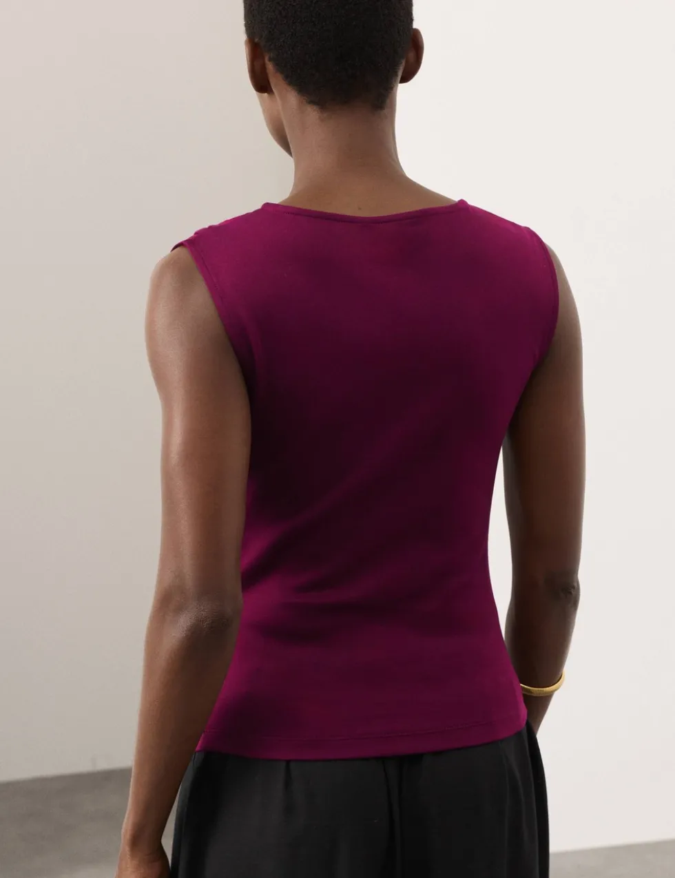 Cotton Rich Ruched Hardware Detail Top