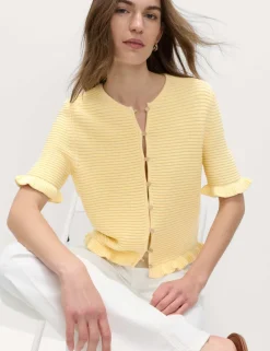 Cotton Rich Ruffle Detail Cardigan