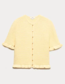 Cotton Rich Ruffle Detail Cardigan