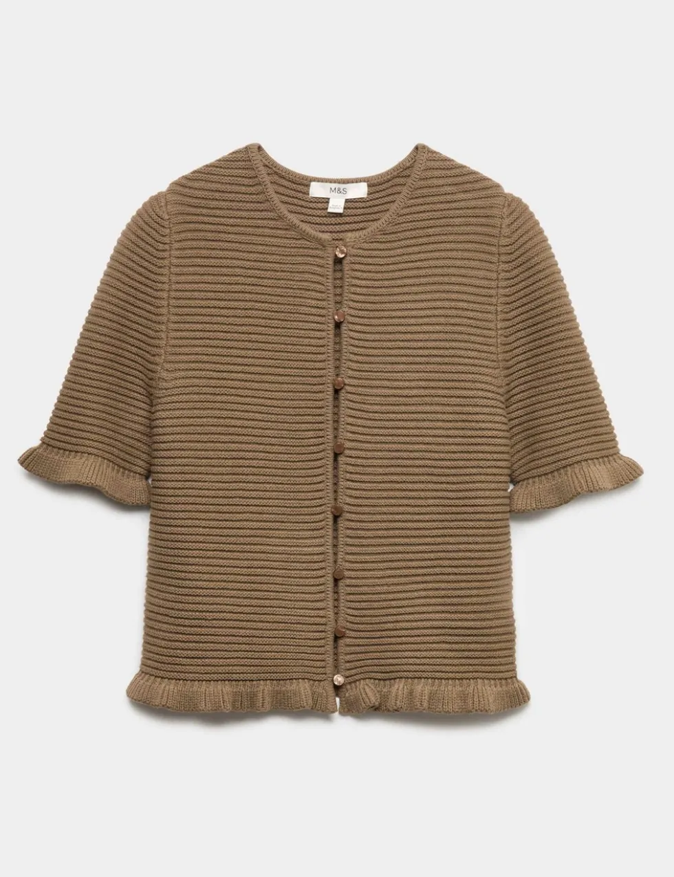 Cotton Rich Ruffle Detail Cardigan