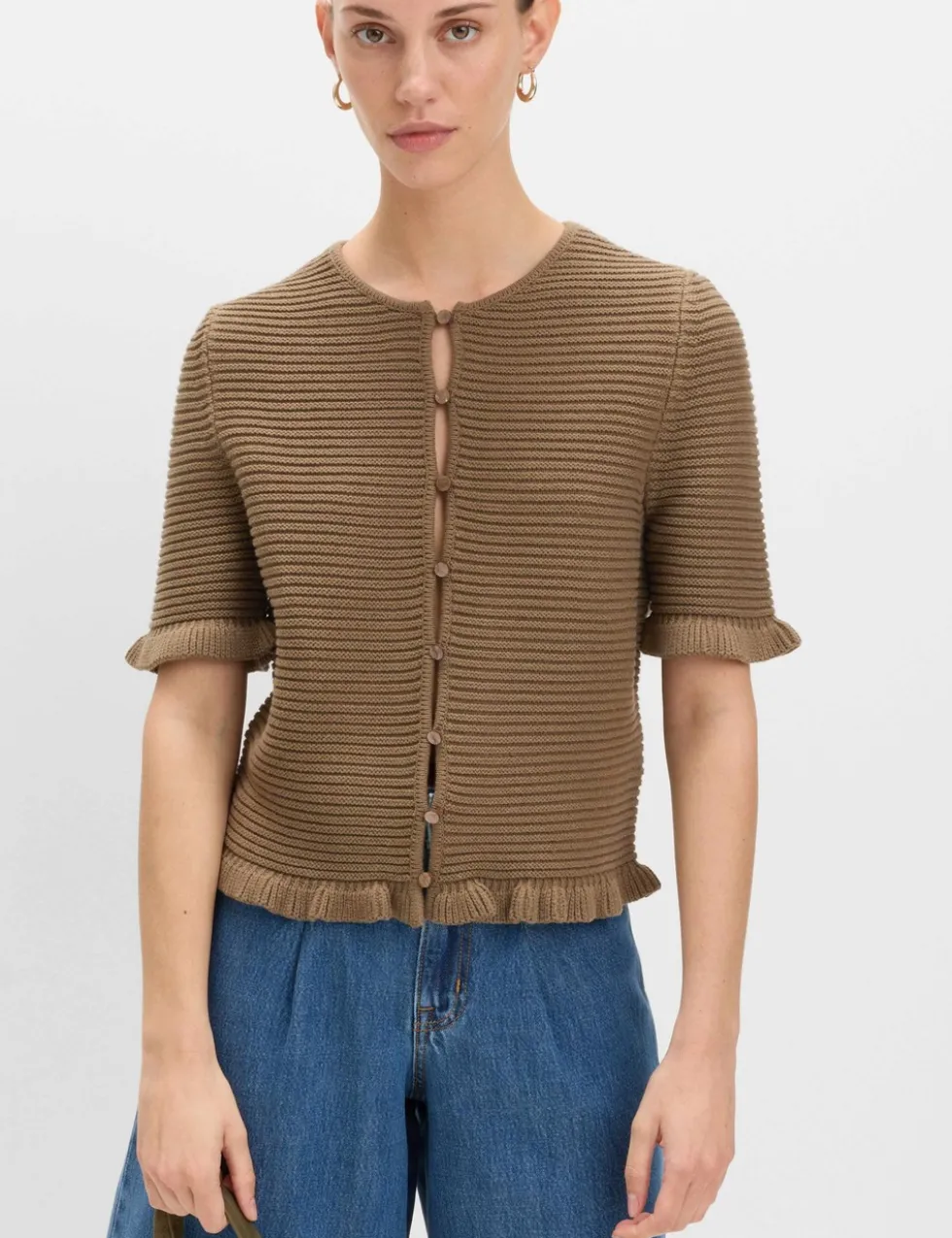 Cotton Rich Ruffle Detail Cardigan