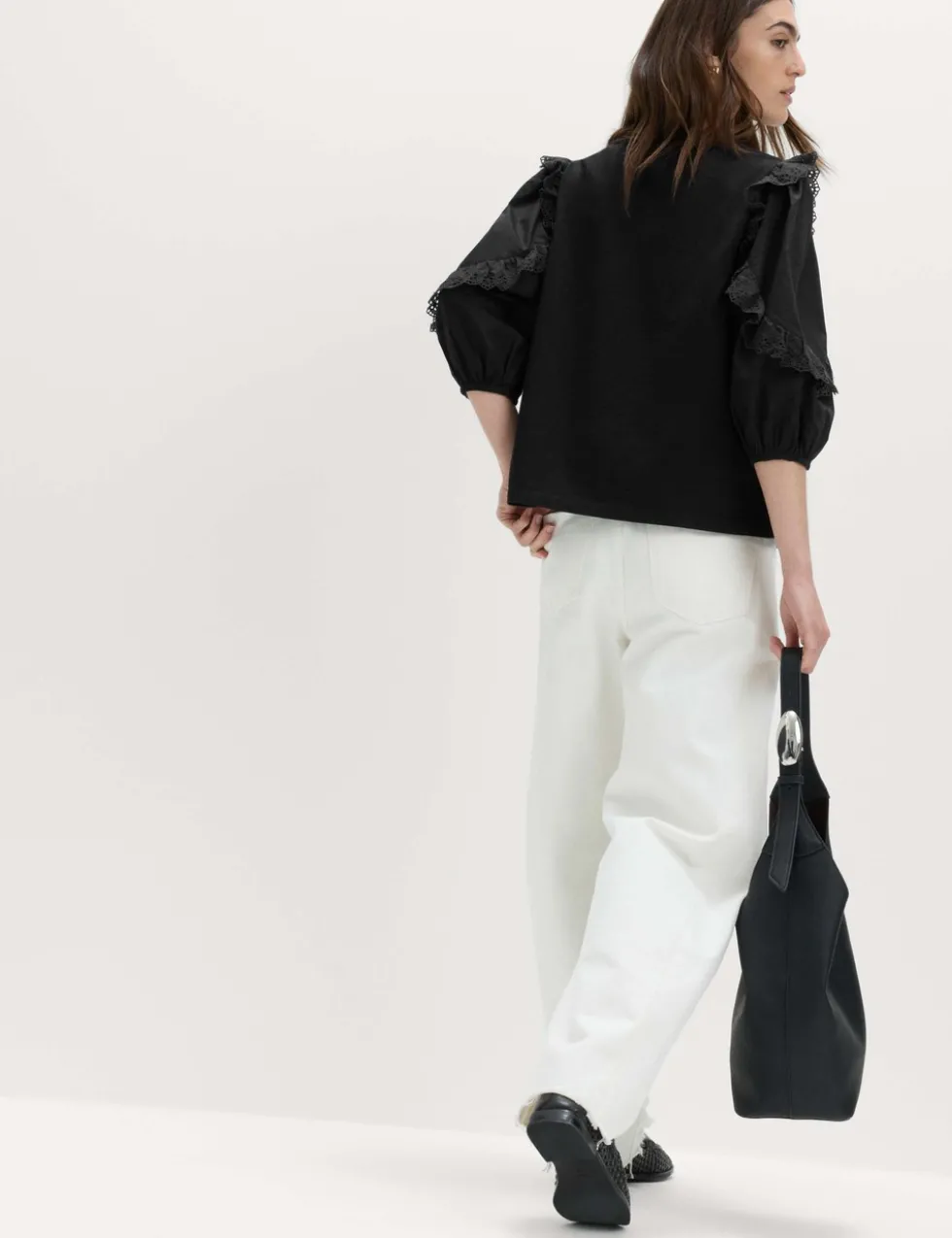 Cotton Rich Ruffle Sleeve Top
