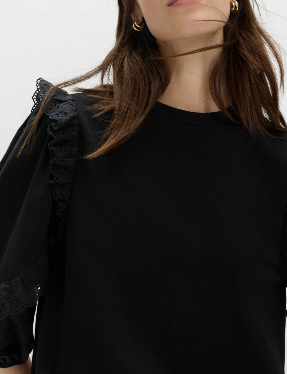 Cotton Rich Ruffle Sleeve Top