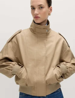 Cotton Rich Satin Look Bomber Jacket