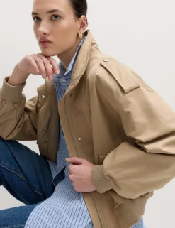Cotton Rich Satin Look Bomber Jacket