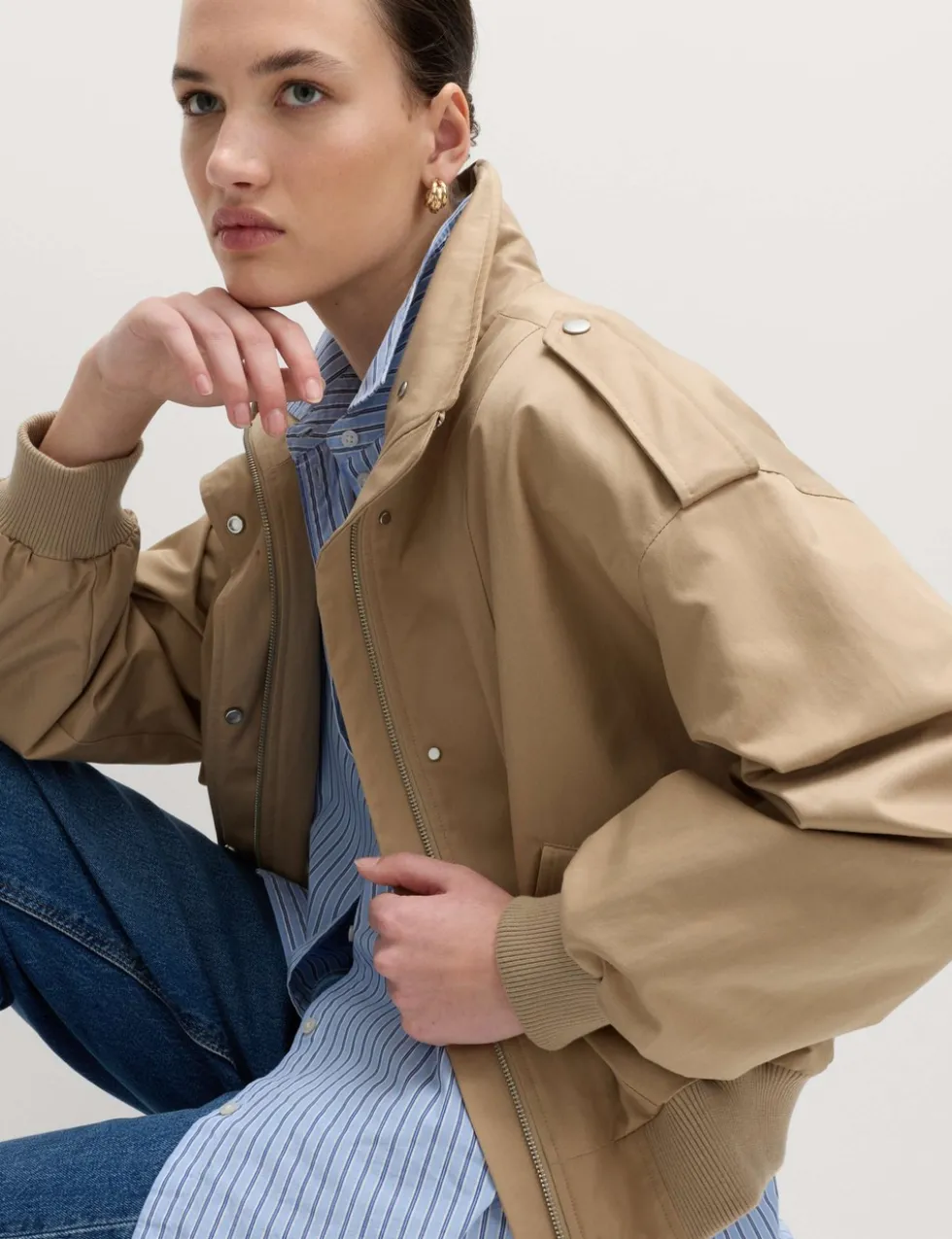 Cotton Rich Satin Look Bomber Jacket