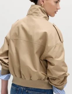 Cotton Rich Satin Look Bomber Jacket