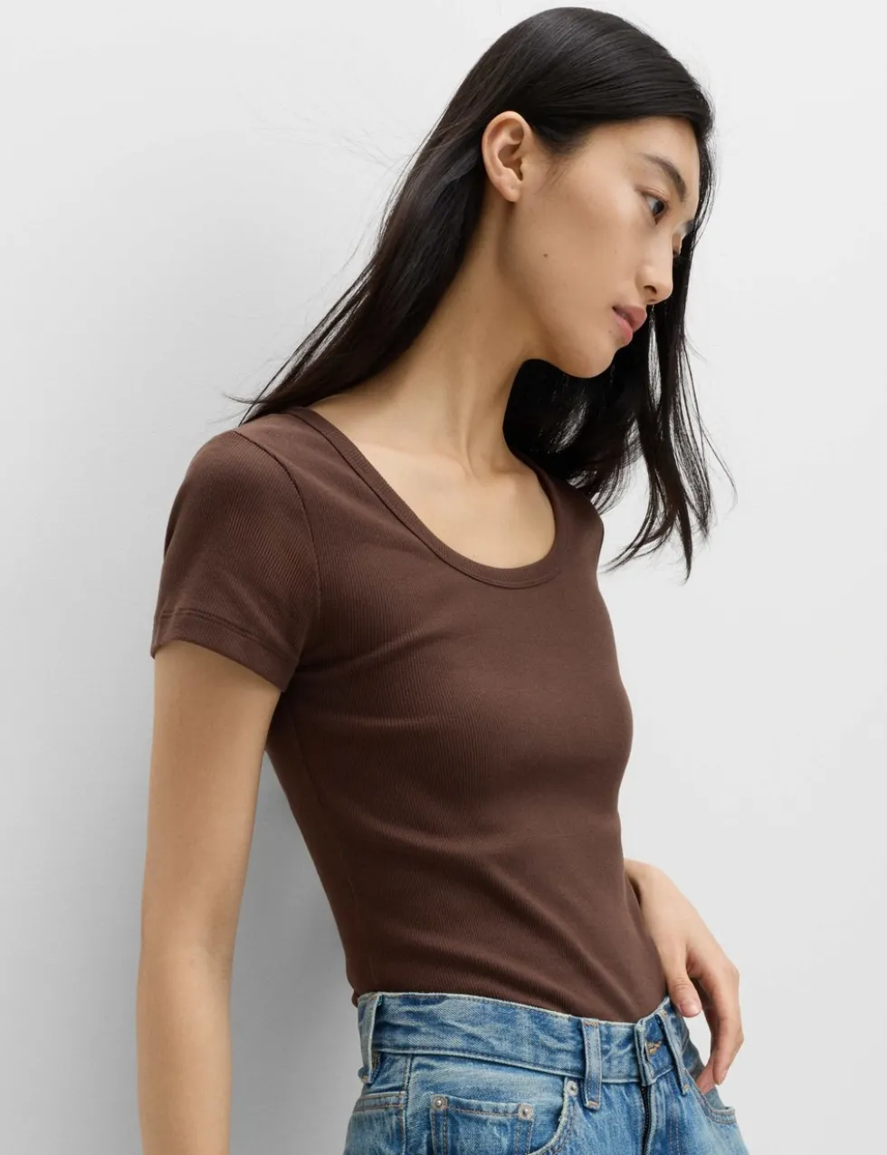 Cotton Rich Scoop Neck Slim Fit T-Shirt