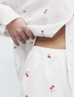 Cotton Rich Seersucker Printed Pyjama Set