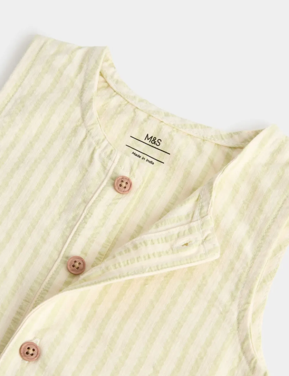 Cotton Rich Seersucker Striped Romper (0-3 Yrs)