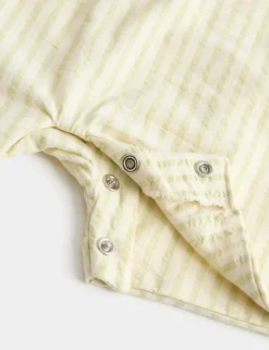 Cotton Rich Seersucker Striped Romper (0-3 Yrs)