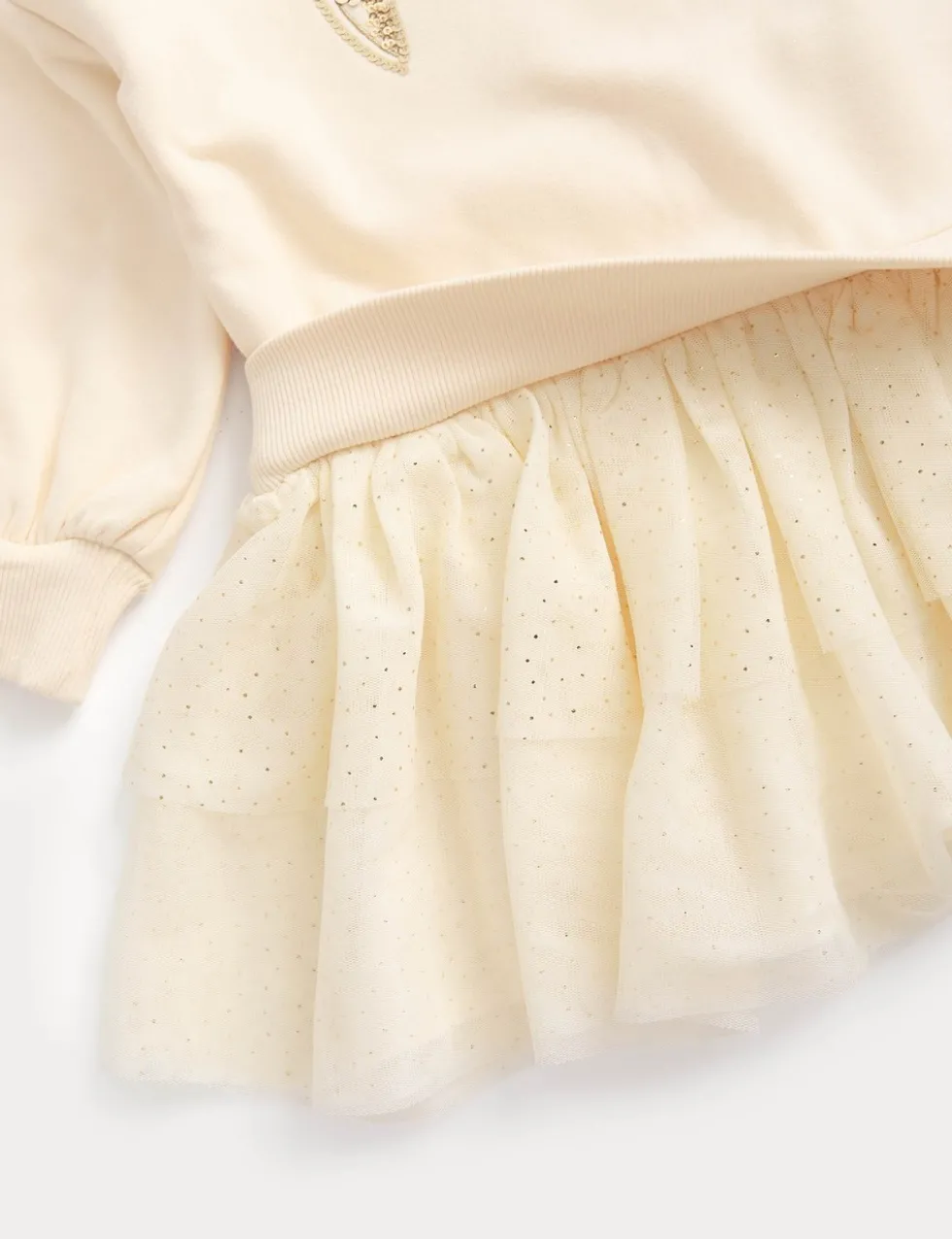 Cotton Rich Sequin Bow Tulle Sweat Dress (2-8 Yrs)