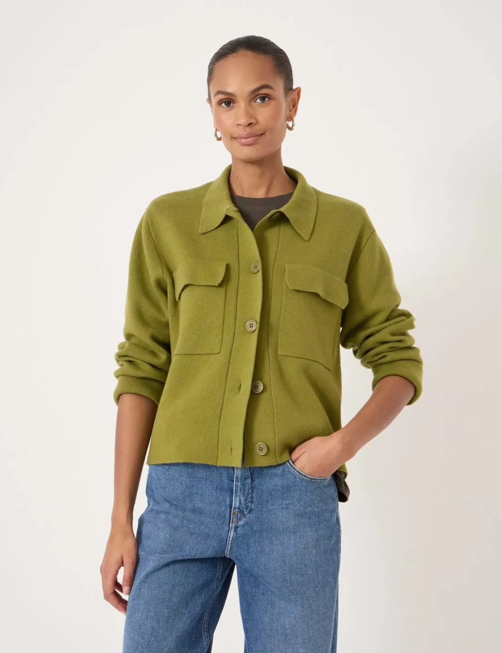 Cotton Rich Shacket with Wool