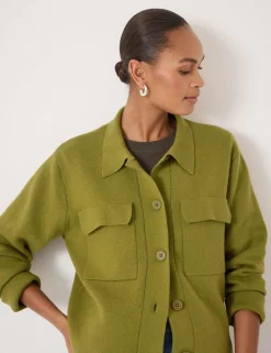 Cotton Rich Shacket with Wool