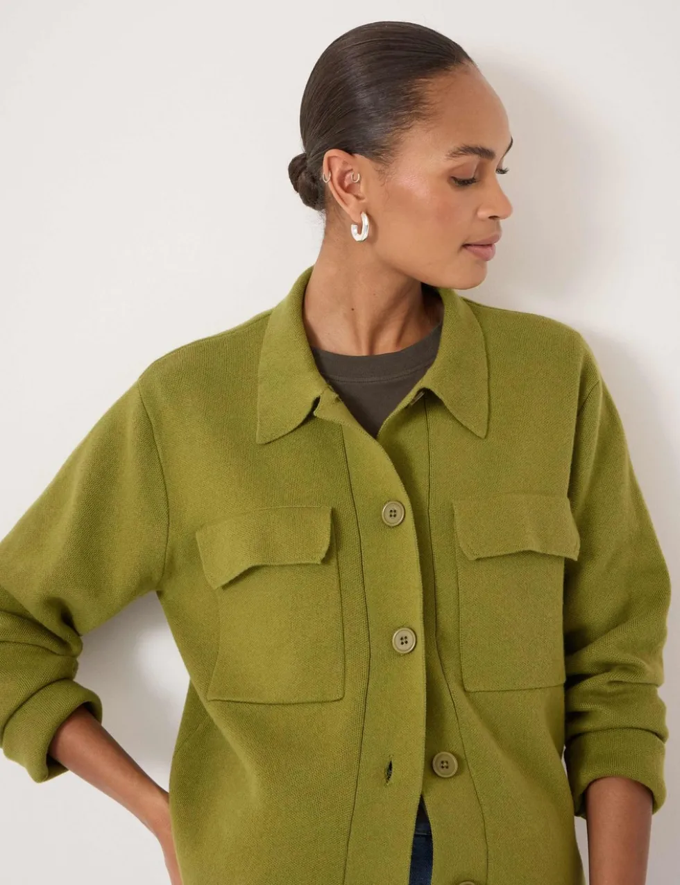 Cotton Rich Shacket with Wool